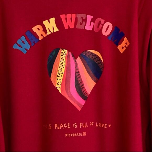 FARM Rio Warm Welcome Sweatdress Sweatshirt Dress Red Rainbow Heart Size M - Picture 6 of 16